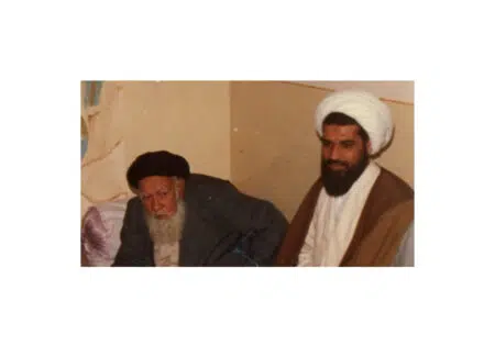  آیت الله بهاءالدینی و آیت الله مبشر کاشانی 1365(کاشان - منزل والد آیت الله مبشر)